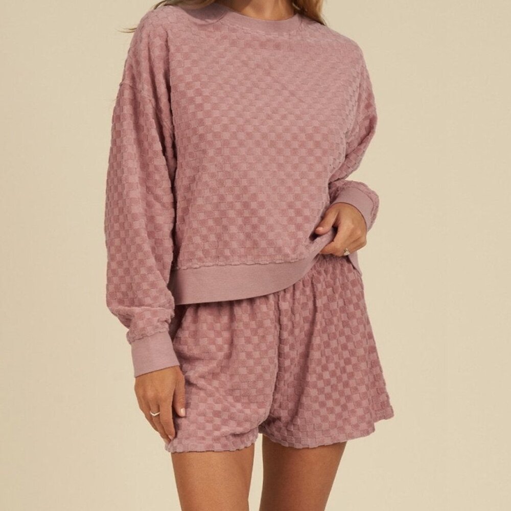 Dusty Pink Checkered Athleisure 2 Piece Set 3X